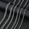 3Mm Men'S Cuban Chain Necklace Simple Stainless Steel Necklace Fashion Titanium Steel Jewelry Trend Accessories Gifts Wholesale