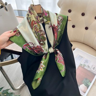 Foulard di Seta 90*90cm Donna Stampa Foulard Quadrato Satinato Hijab Donna Sciarpa Bandana Scaldacollo Femminile Nuovo