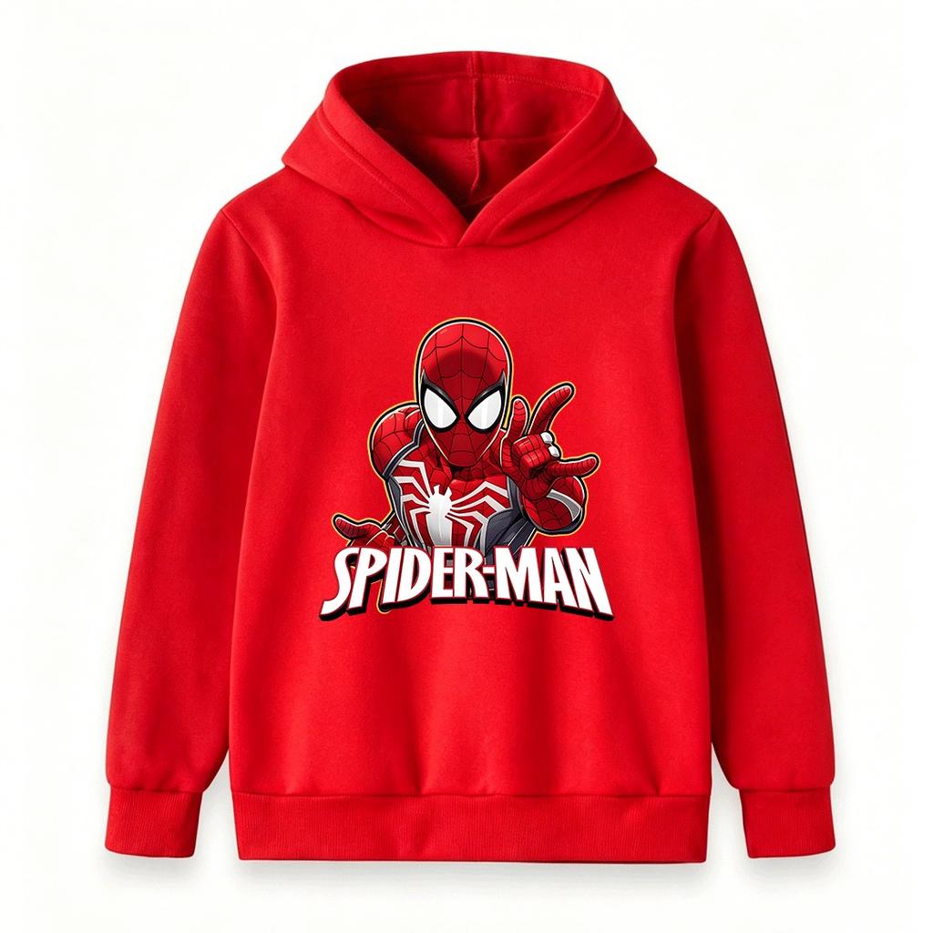 Kids Boys Girls Casual Pullover Hoodie, Cool Spider Graphic Printed Long Sleeve Soft Hooded Sweatshirt for Daily Wear Outdoor Activities Autumn Winter
