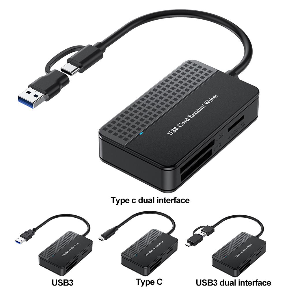 Memory Smart Card Reader 20cm Cable USB 3.0 Type C USB Card Reader 4 In 1 Flash Card Adapter SD TF CF MS