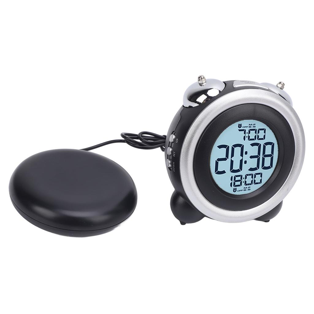 Alarm Clock with Bed Shaker Adjustable Volume Vibrating Alarm Clock with LED Display for Heavy Sleepers