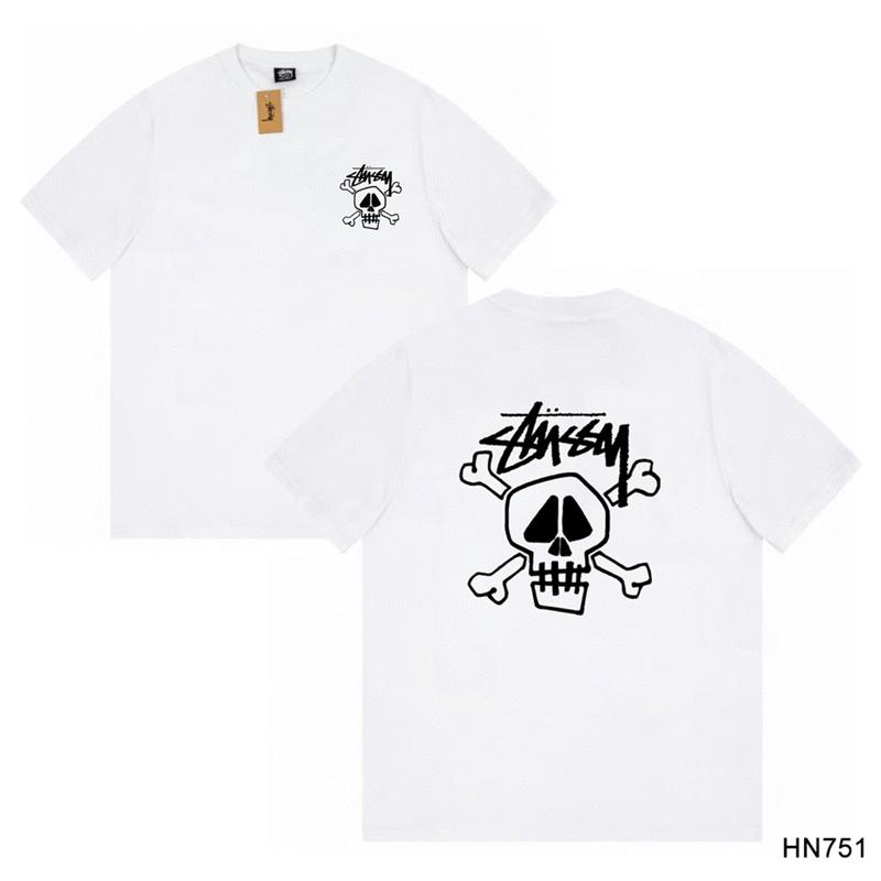 Stussy 2025 Sommer Neues Hochwertiges Rundhals-T-Shirt aus Baumwolle für Männer und Frauen Klassisches Logo mit neuem Musterdruck Paar-T-Shirt