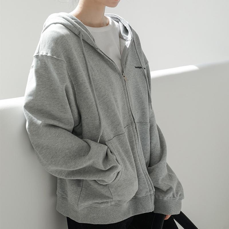 Sweatshirt Damen Letter Hooded Cardigan Lose Freizeitjacke Top