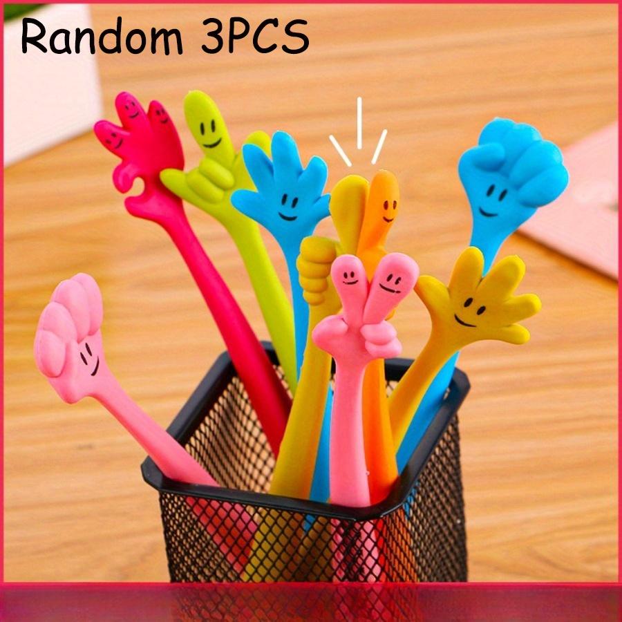 

3/ 9 шт. Забавная гнущаяся ручка шариковая силиконовая 0,5 мм черная мультяшная креативная эмодзи пальцы пишущие канцтовары подходит для офисного использования возвращение в школу 3 PCS