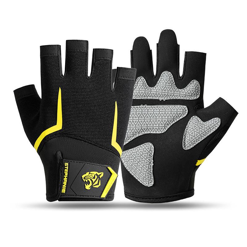 Fitness half-finger gloves outdoor riding breathable mountaineering non-slip and wear-resistant fitness shock-absorbing sports gloves