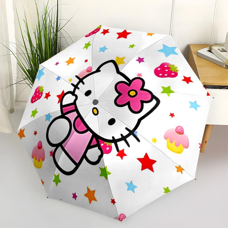 1pc Hello Kitty Auto Open/close Umbrella, Portable Travel Umbrella, Everyday Use - Outdoor Accessory, Artistic Pattern, Compact Design, Fashion Lovers