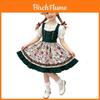 Vestito Dirndl da Ragazza Bavarese per l'Oktoberfest con Motivo Floreale per Celebrazioni