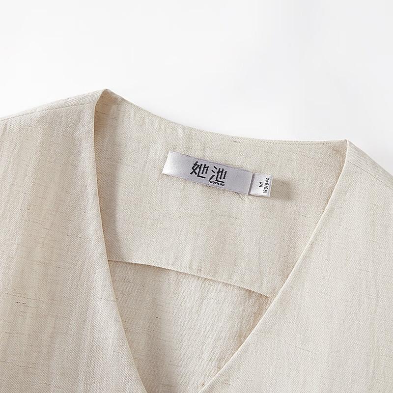 Damen Kurzweste mit V-Ausschnitt aus Leinenmischung