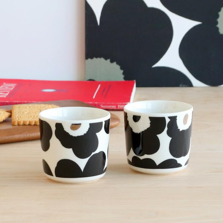 Marimekko Unikko Latte Mug, 200ml, Black/Silver, 72780-199 [Parallel Import]