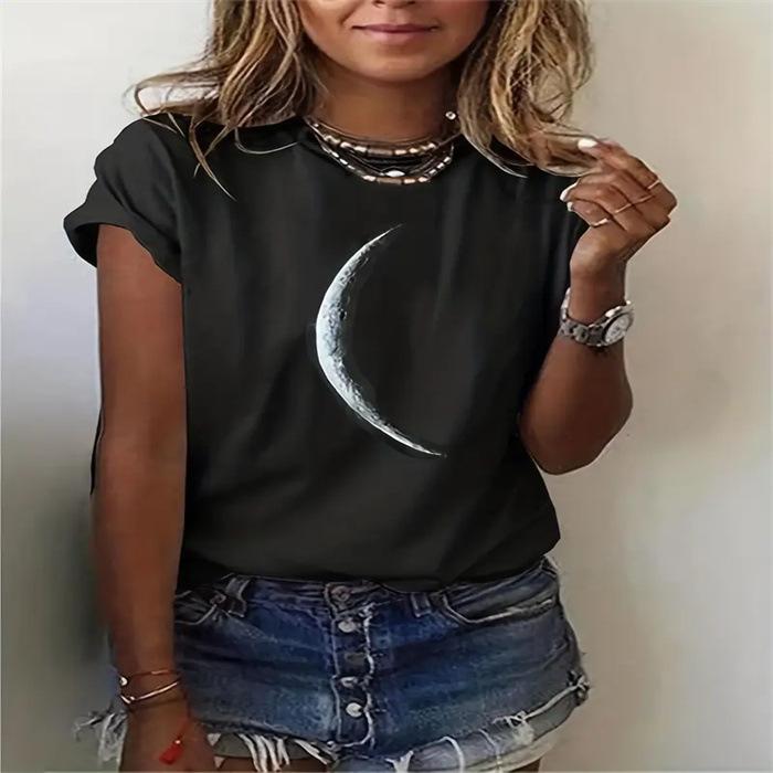 Summer Round Neck Printed Top Fashionable Casual Cute Short Sleeved Women's Pure Cotton T-shirts
