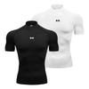 Muscleguys Compression T Shirts Men Summer Running T-shirts Turtleneck Elastic Quick Dry Sport Tees Athletic Gym Workout Short Sleeve Shirt