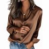 Popular Spring and Autumn Satin Women's Casual Loose, Fashionable and Versatile Long-sleeved Shirts