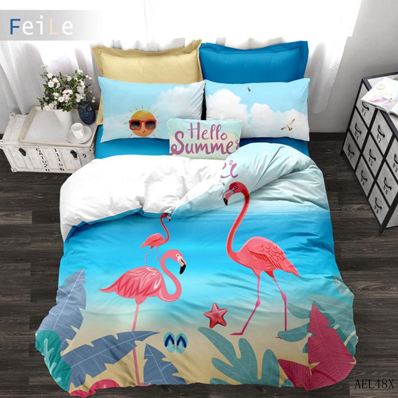 eBay Three-piece Digital Printing Bedding Quilt Cover Pillowcase