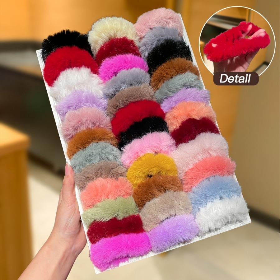 30pcs Set of Colorful, Youthful, Simple, and Lazy-Style Plush Hair Ties, Perfect for Pairing with Sweaters and Daily Commutes in Autumn and Winter