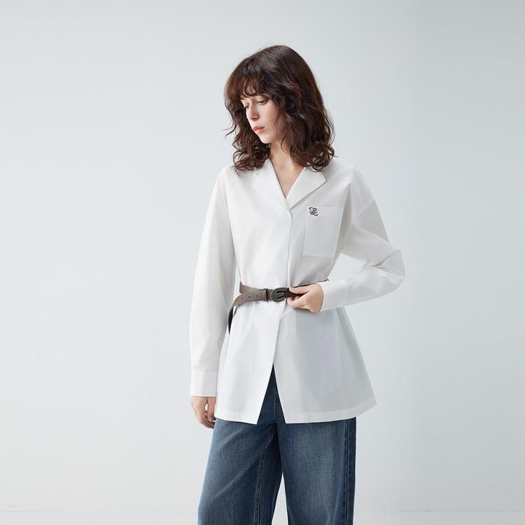 ELLE French Style Commuter Chic Loose Fit Long Sleeve Shirt Women shirts EC52226
