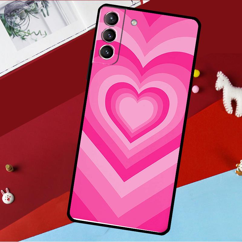 Latte Love Groovy Coffee Heart Pink Funda For Samsung Galaxy S26 S25 S24 S21 S22 S20 Ultra S9 S10 Plus S23 FE S25 FE Phone Case