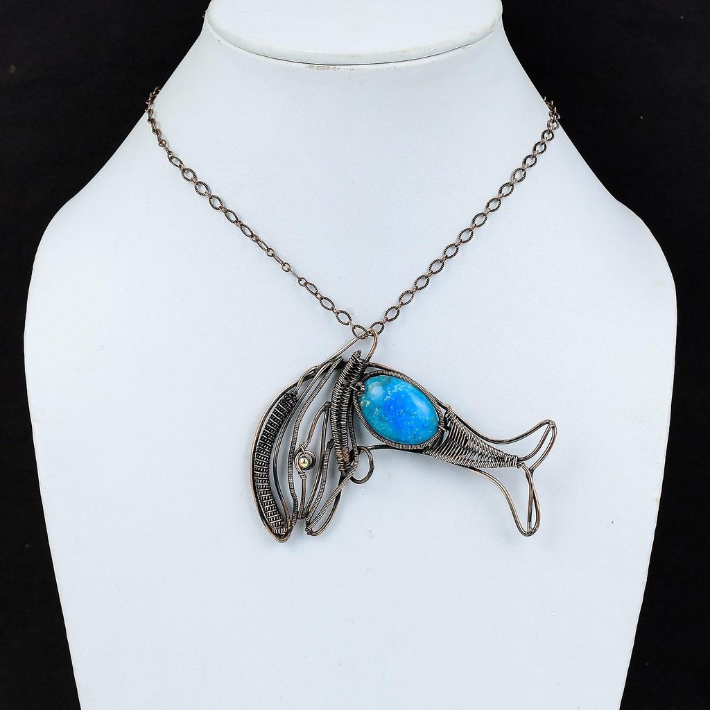Smithsonite Pendant Copper Wire Wrapped Gemstone Pendant Copper Jewelry Awesome Fish Pendant Handmade Pendant Designer Jewelry Gift For Her