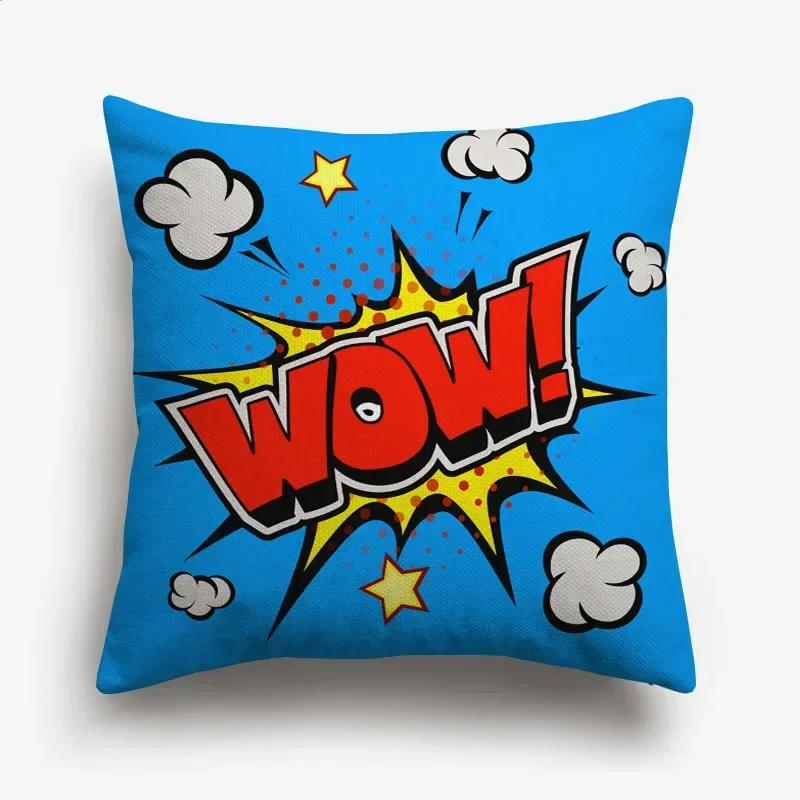 American POP ART Cushion Covers BANG WOW BOOM POW Cushion Cover Home Decorative Linen Pillow Case for Sofa Couch