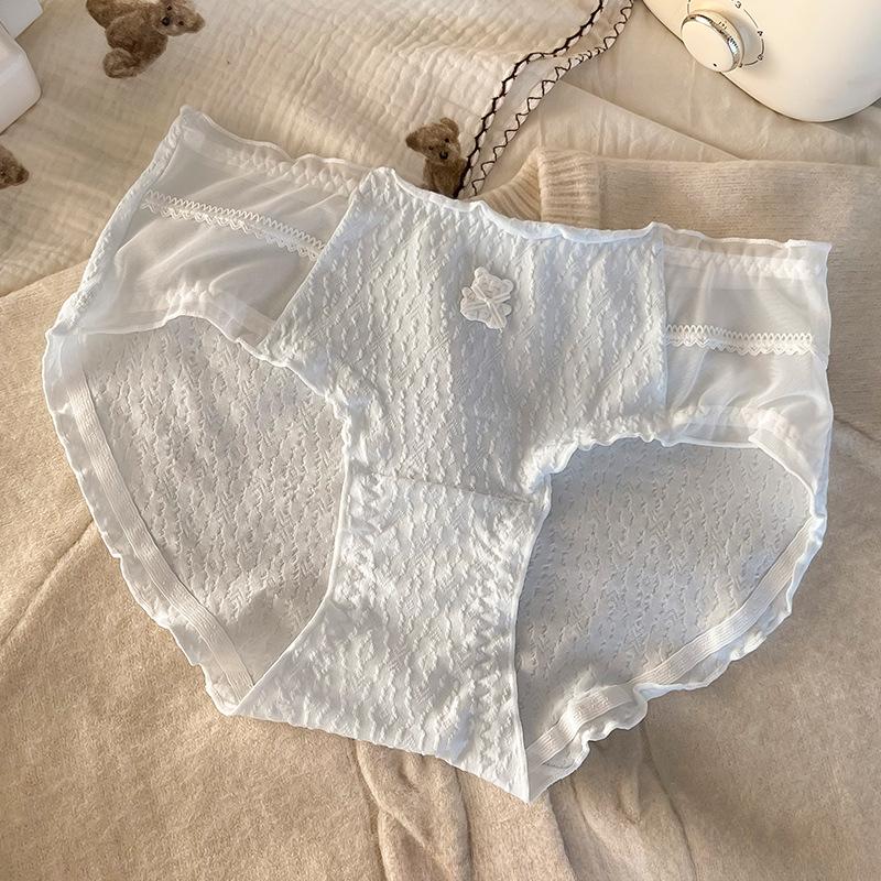Plus Size Ladies Sweet Comfortable Breathable Girl Cute Bow Mid Waist Panties