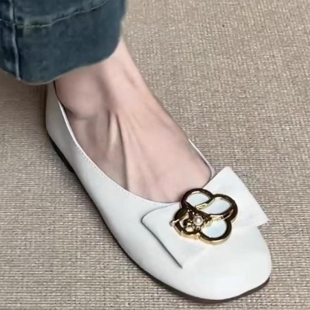 Sheepskin~ Leather Super Soft Light Mouth Single Shoes Women's 2025 New Summer Ballet Doudou Shoes Versatile Flat Grandma Shoes