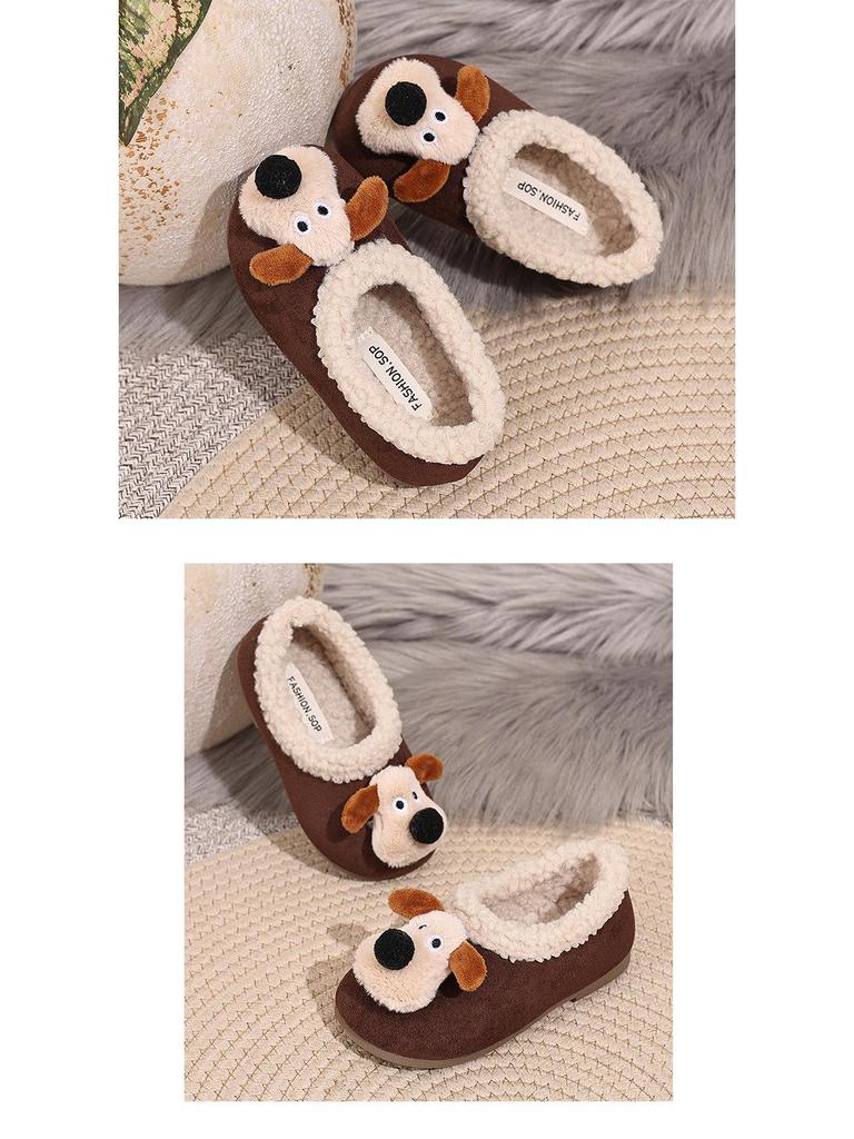 Warm Cotton Cartoon Puppy Shoes for Girls - 2025 Winter New Korean Style Toddler Loafers
