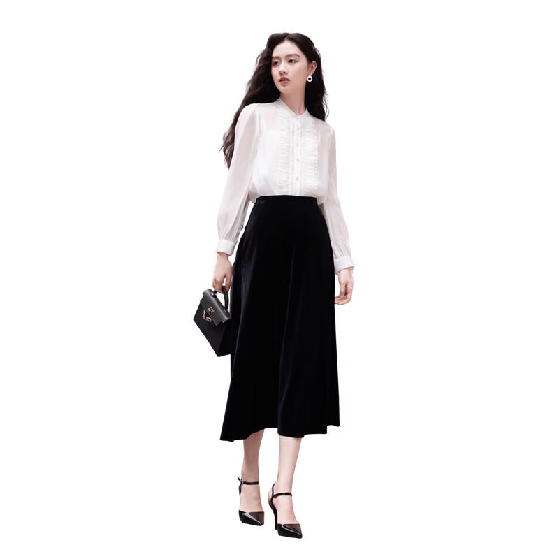 Xiangying Women s Stand Collar Long Sleeve Blouse M