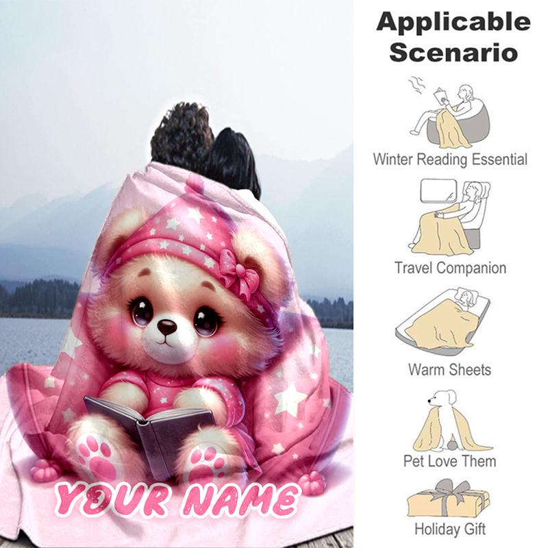 1PC Custom Name Pink Dreams: Cozy Flannel blankets Patterns Throw Blanket All-Season Soft Gift for Couch, Bed, Camping gifts