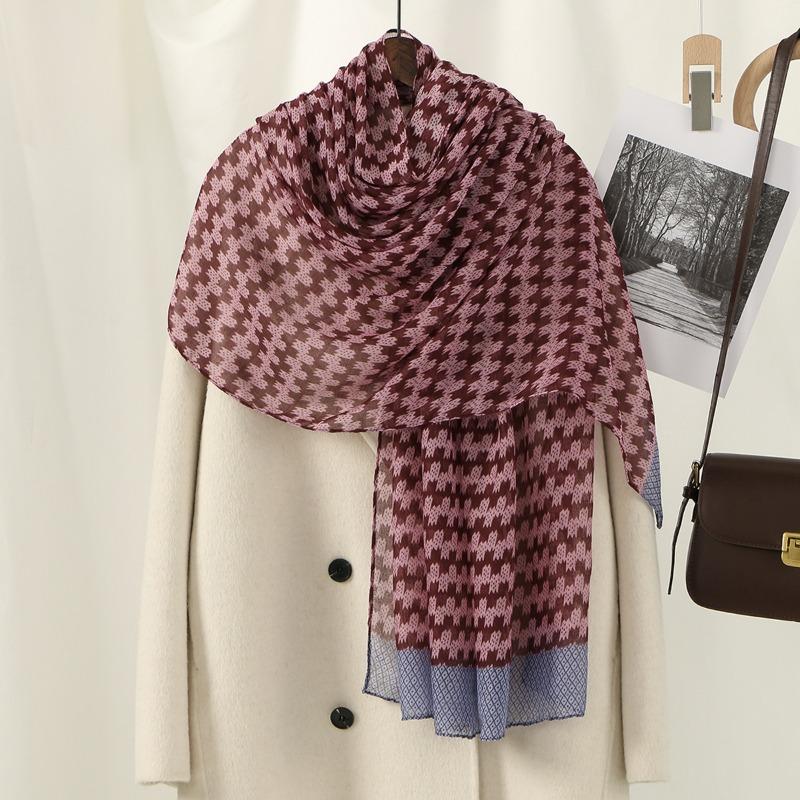 New plant flower print Bali yarn long shawl hot-selling thin breathable sunscreen windproof scarf women