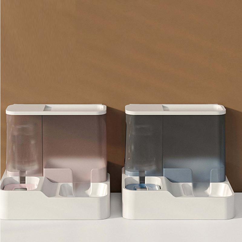 Automatic Pet Food Dispenser Water Fountain Large Capacity Plastic Material Blue/pink/grey