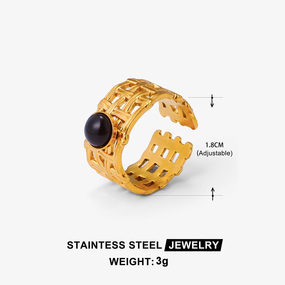 Bohemian Geometric Adjustable Stainless Steel Ring for Women - Non-Fading Fashion Jewelry