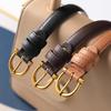 Korean Style Women's Genuine Leather Thin Waist Belt - Retro Pin Buckle, Versatile and Stylish