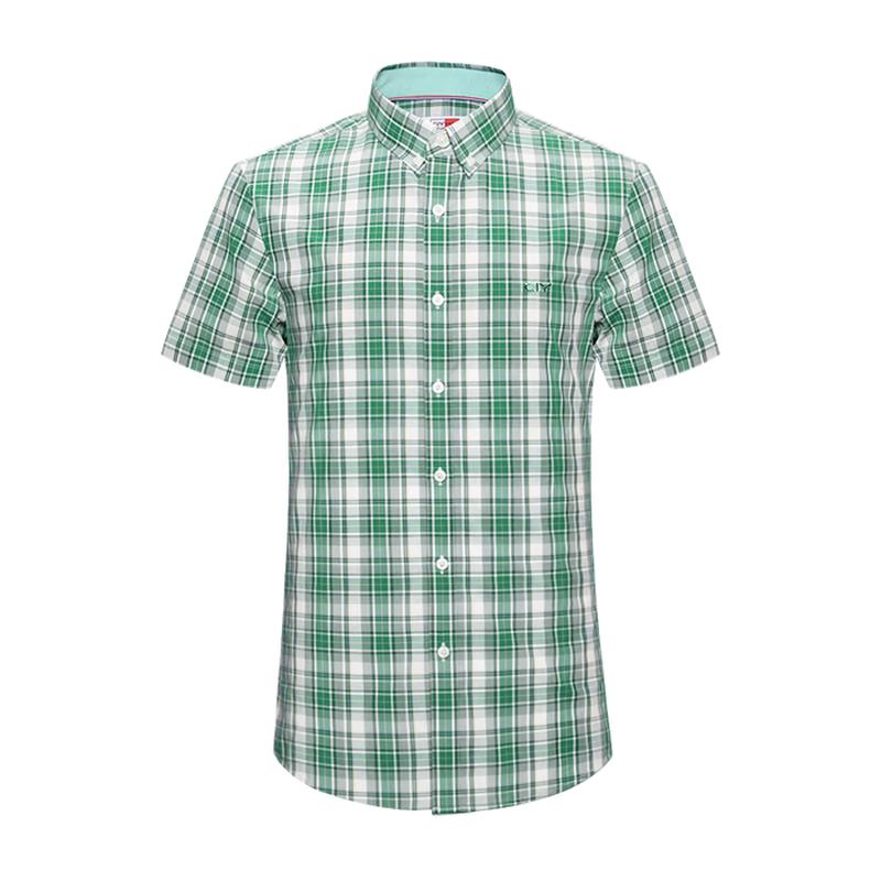 Мужская клетчатая приталенная рубашка с коротким рукавом Goldlion 2XL