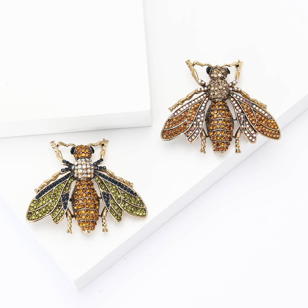 Light Luxury Heavy Industry Alloy Rhinestone Bee Brooch Exquisite Versatile Men'S And Women'S Suit Shirt Corsage Jewelry Pin