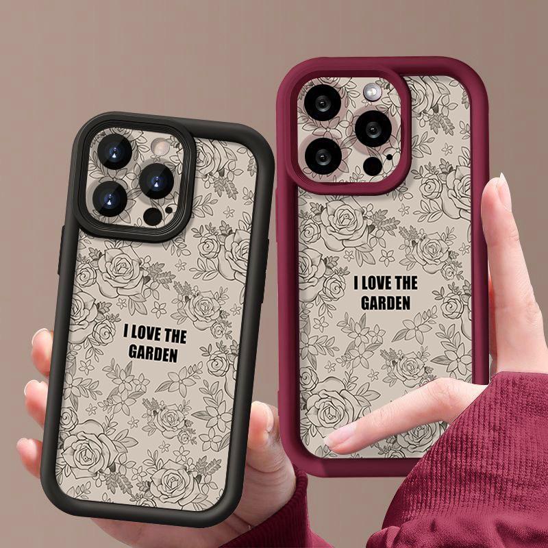 Rose Print Case For iPhone 15 16 Pro Max 14 Plus 13 12 11 Pro 8 7 X XS XR Shockproof Bumper Soft TPU Silicone Phone Cover Funda