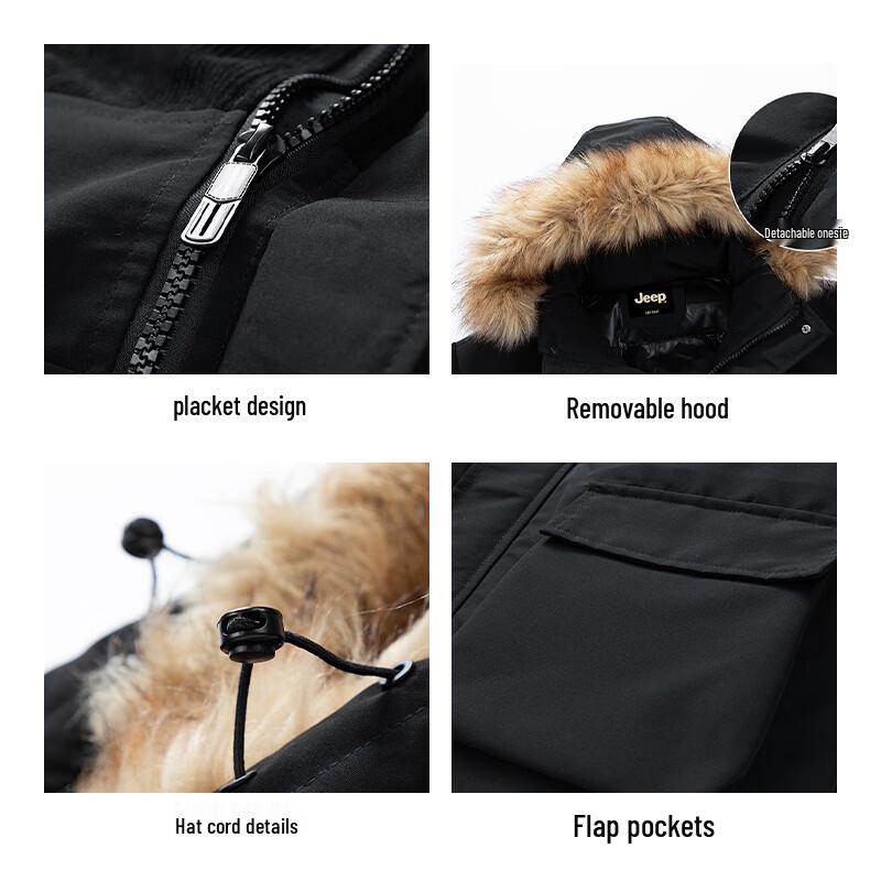 Jeep Men's Hooded Winter Padded Jacket with Fur Collar