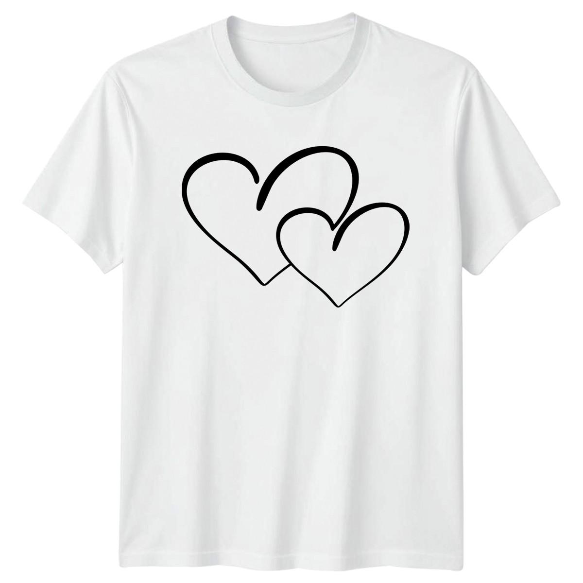 Simple Line Art Hearts Valentines T-Shirt Minimalist Aesthetic Love Couple XL