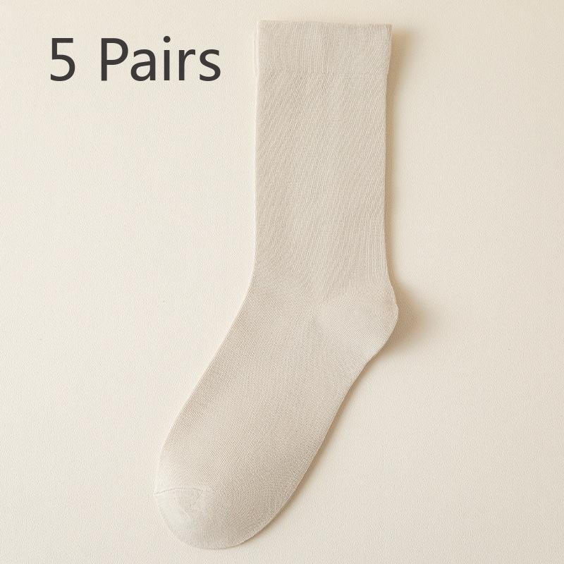 

5 пар женских осенних носков из чистого хлопка без косточек с ворсом 5 Pairs молочный белый