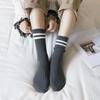 College Style Striped Women Socks Solid Black White Long Sock For Women Japanese Kawaii Cute Harajuku Vintage Streetwear Leg Sox