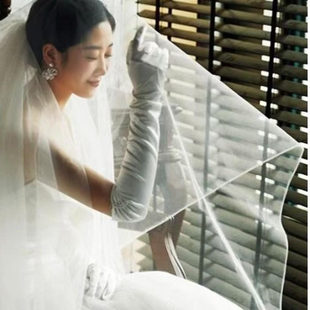 Full Finger Beaded Bridal Gloves Long Satin Gloves Sunscreen Wedding Gloves  Wedding