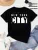 Women'S NYC Graphic T-Shirt 100% Oversized Comfort Fit - New York City Print Casual & Y Casual Attire, Black with Lettering,