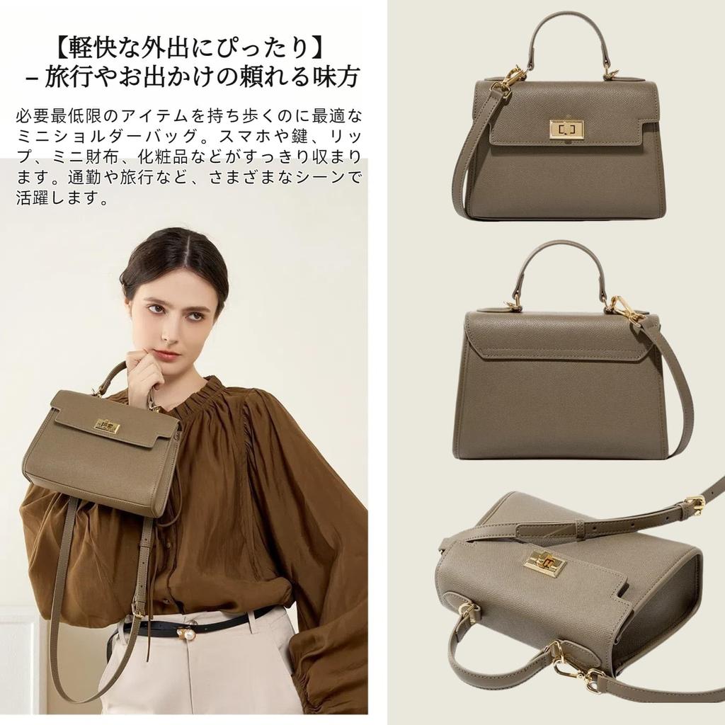 YOBLUELO Genuine Leather Shoulder Bag for Small Mini Elegant or Handbag with Zipper Pocket Women, Handbag, 2-Way Bag, Lightweight, Simple, Look,
