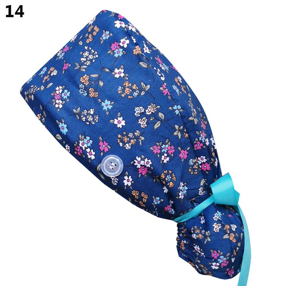 One Size Ponytail Holder Cotton Tie Back Hats Working Cap With Button Long Hair Cap Working Hat