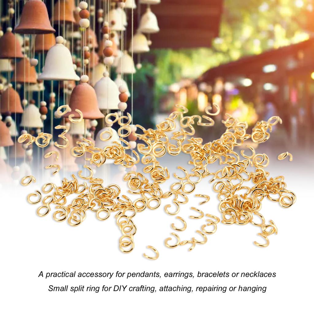 200 Pcs Jump Rings Multipurpose Stainless Steel Gold Open Jump Ring DIY Jewelry Connection Buckle
