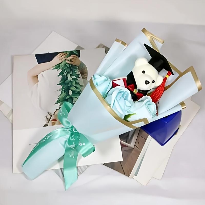 

1 Creative Gift of Graduation PhD Bear Three Roses Sunflower Bouquet, Suitable for Valentine s Day, Mother s Day, Teacher s Day