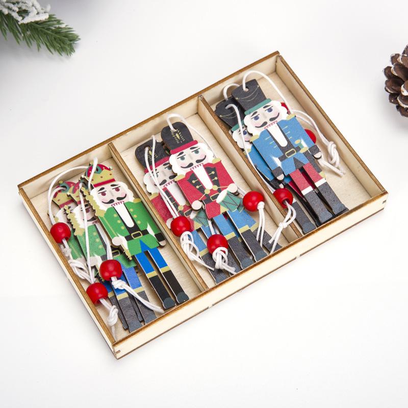 Wooden Nutcracker Soldier Ornament - Festive Cartoon Christmas Gift