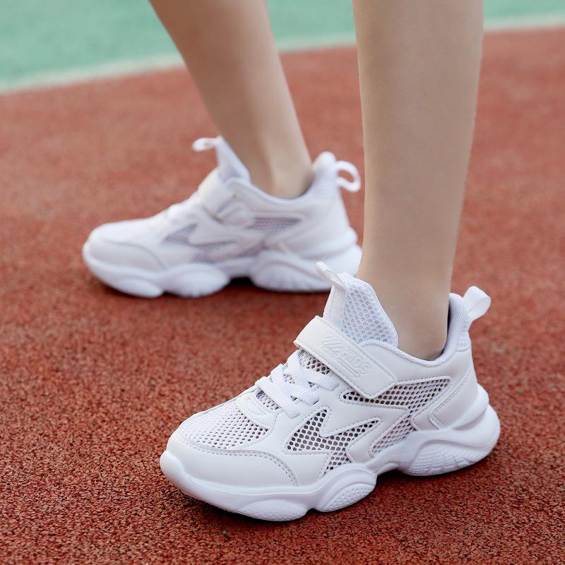 Spring Hot Student Sports Shoes Lightweight Non-slip Breathable Outdoor Casual Shoes Boys and Girls Running Shoes Children's White Shoes