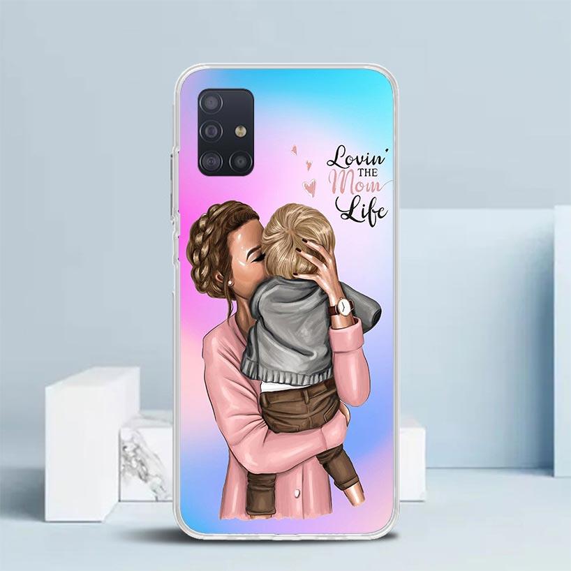 Woman Fashion Girl Super Mom Baby Soft Cover for Samsung Galaxy A12 A22 A32 A52 A72 A02S Phone Case Note 20 Ultra 10 S10 Plus A5