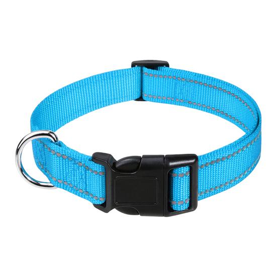 Reflective Dog Collar Nylon Dog Collar with Metal D-Ring Adjustable Fit Safe Dog Collar for Small Large Medium Dogs Night Walking