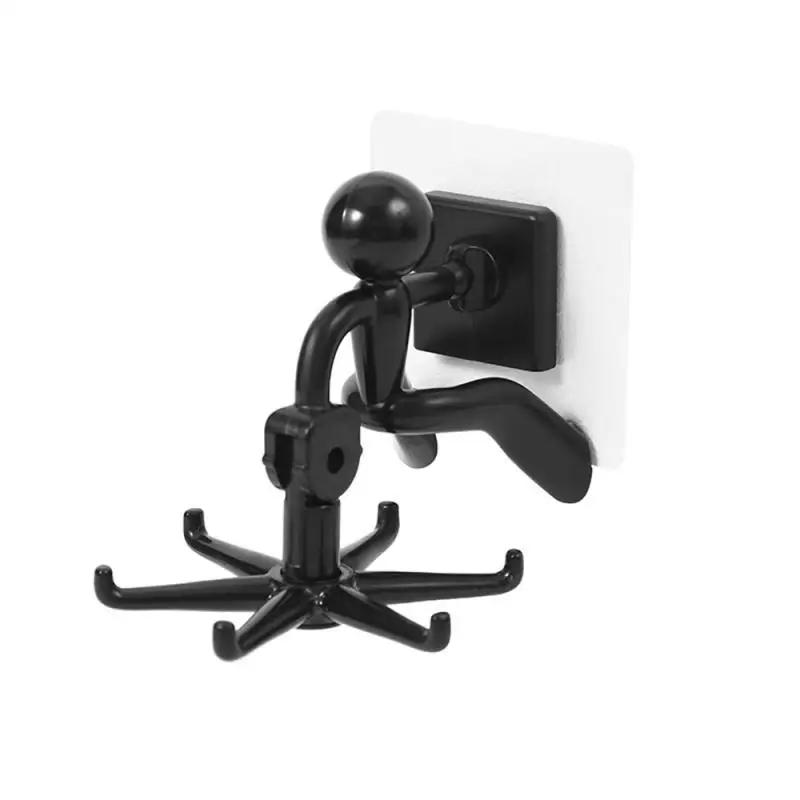 

Маленькие человечки Форма Вращающийся крючок Кухонная полка для хранения Неперфорированная Вращающаяся на 360 градусов 6-крючковая для хранения Кухонные мелкие предметы чёрный