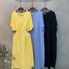 C S In The Room V neCk ShirrIng Flare Short SleeVe Long dreSS 3 ColorS